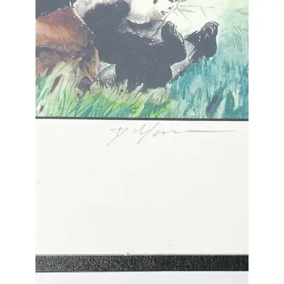 Dong Liang Yuan Set of 4 Framed & Matted Small Signed “Panda” Prints 10”X8”